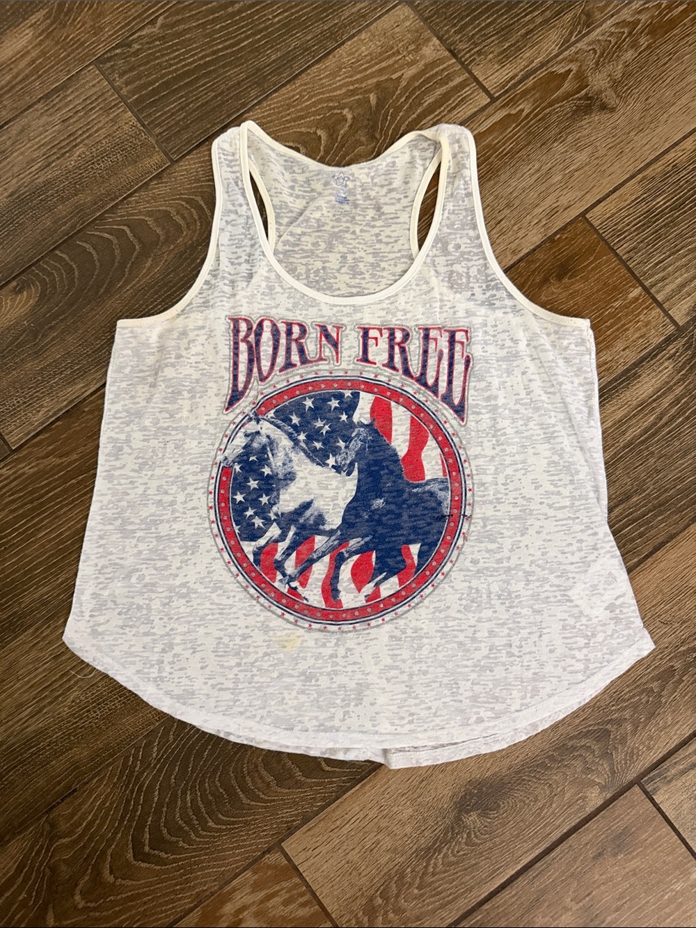 White Racerback Tank 'Born Free' Horse Graphic - Large